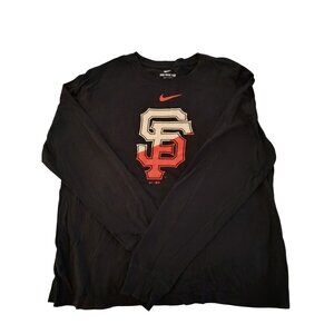 Nike San Francisco Giants Black Long Sleeve T-Shirt Cotton Womens Size L